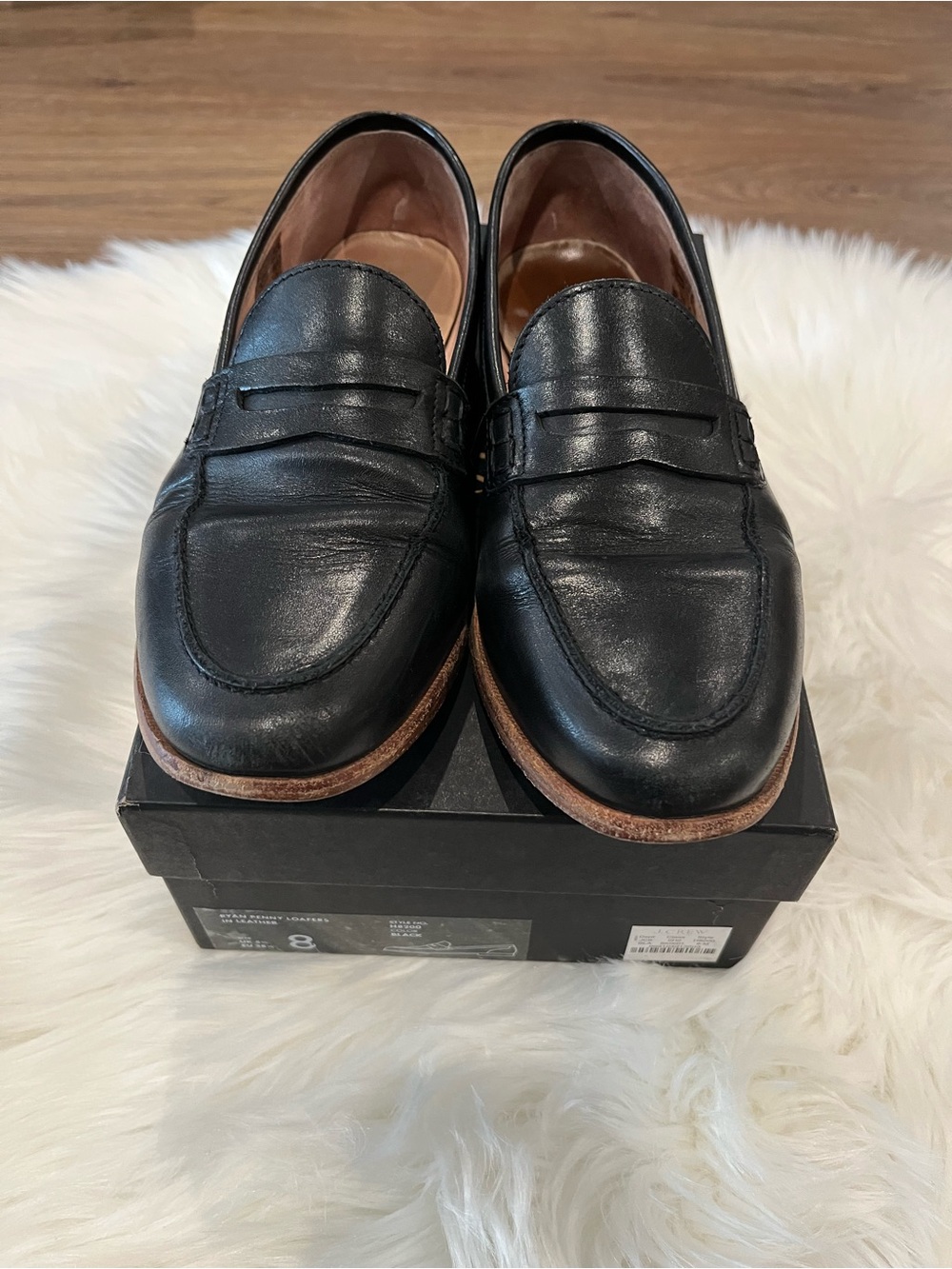 J. Crew Ryan Penny Loafers Black Leather Size 8